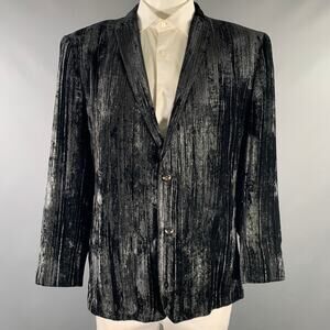 MASATOMO Size XXL Black Silver Velvet Viscose Silk Sport Coat